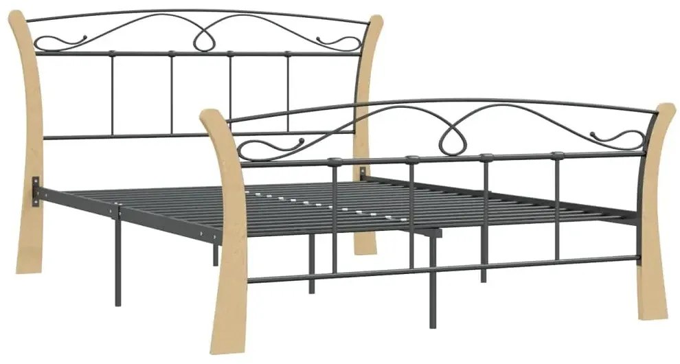 Rustykalne łóżko metalowe czarny + jasny dąb 120x200 cm G3-P04