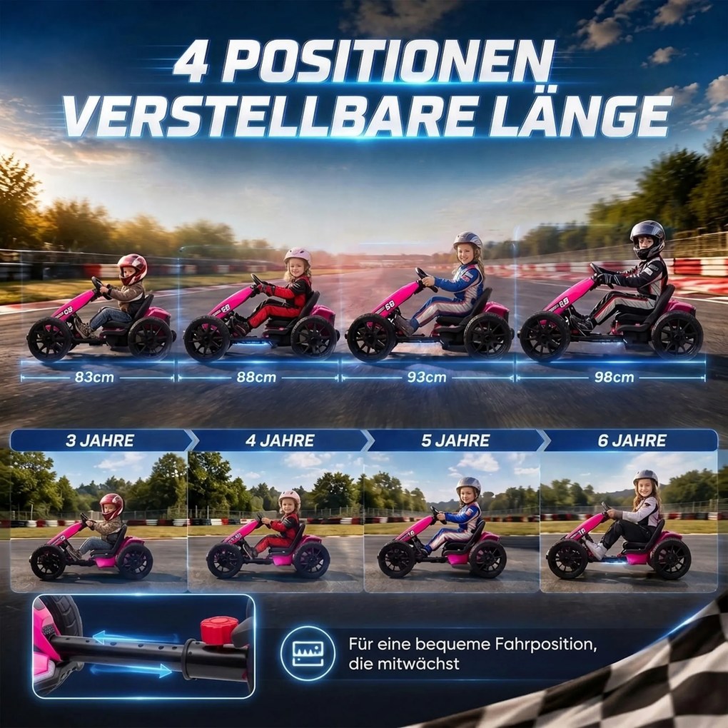 AIYAPLAY Elektryczny Go-Kart dla dzieci 12V z 2 silnikami, 4-fach verstellbarem Sitz, łagodny start, EVA -koła, LED -reflektory | Aosom PL