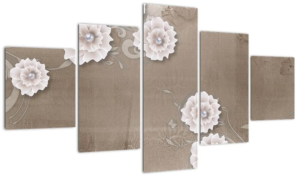 Obraz - Draperie z kwiatami (125x70 cm)