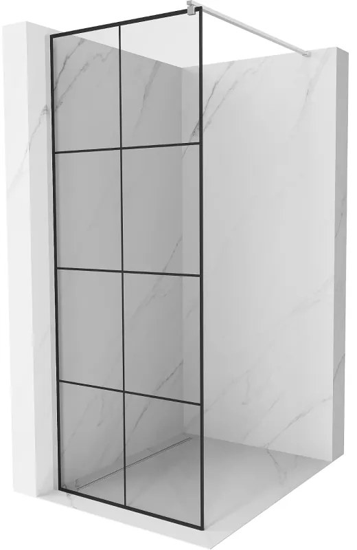 Mexen Kioto ścianka prysznicowa Walk-in 70 x 200 cm, czarna kratka 8 mm, chrom - 800-070-101-01-77
