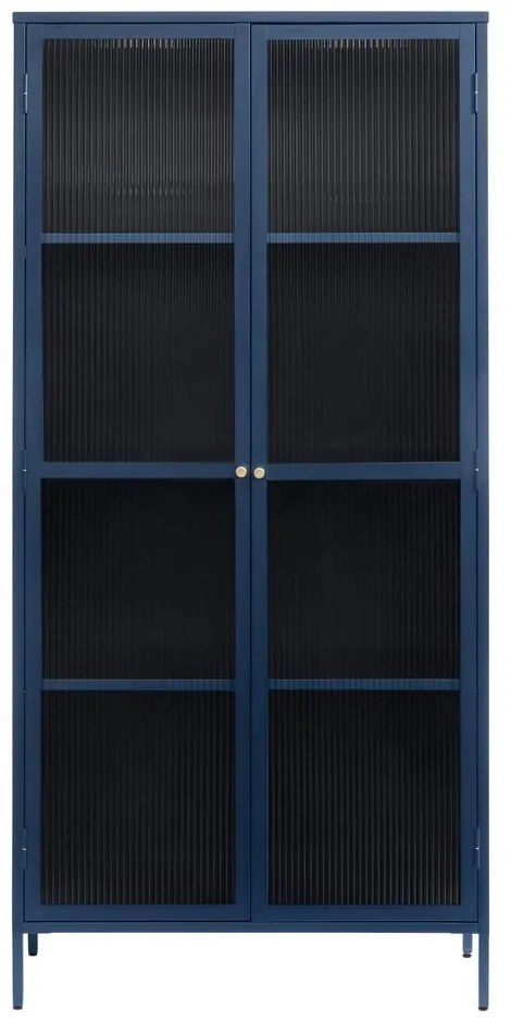 Ciemnoniebieska metalowa witryna 90x190 cm Bronco – Unique Furniture