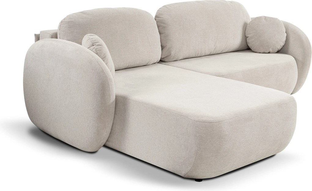 Masseno Narożnik AMICO z funkcją spania i pojemnikiem na pościel Narozniki L, Rozkładana sofa - Kremowy, ARAGON 03