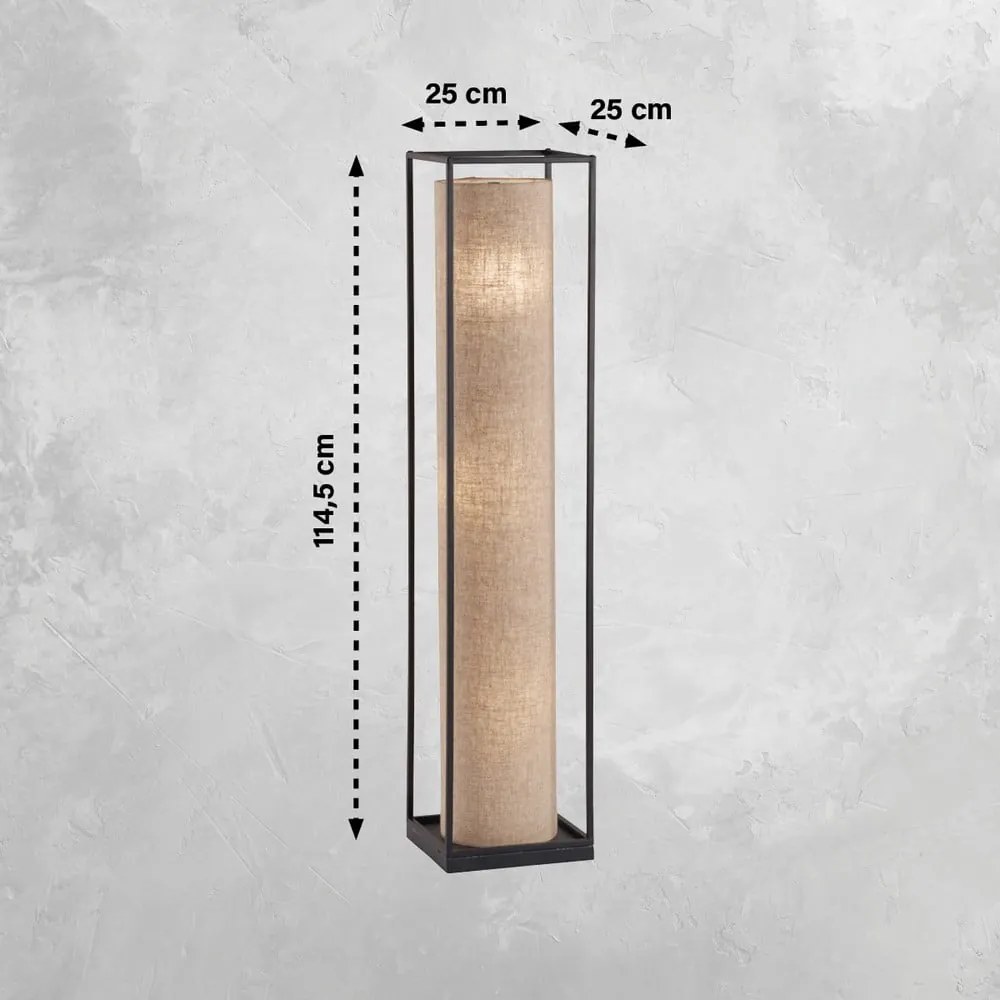Czarno-beżowa lampa stojąca z tekstylnym kloszem (wysokość 114,5 cm) Thor – Fischer & Honsel