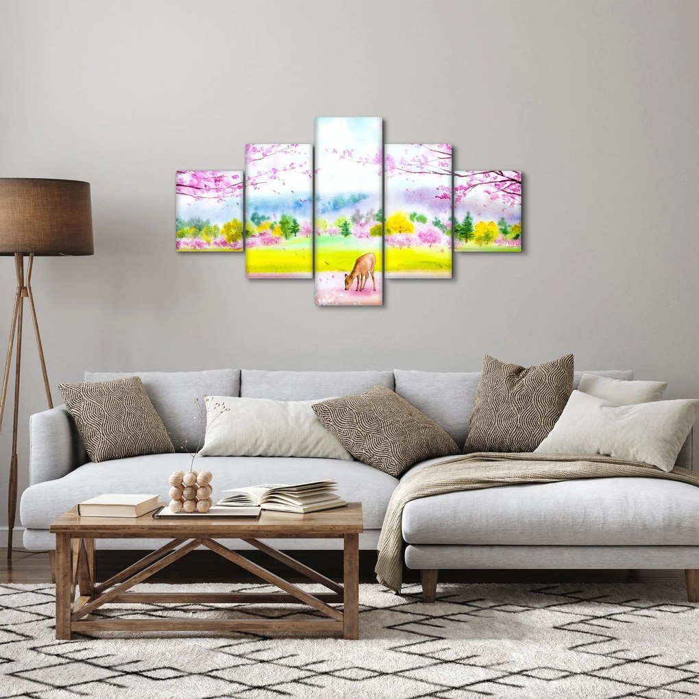 Obraz - Malowana sarna, akwarela (125x70 cm)