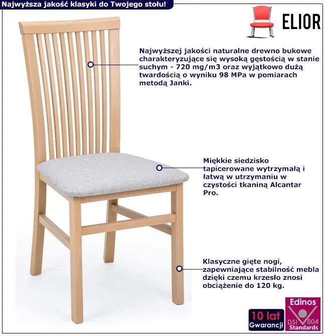 Drewniane Krzesło Z Tapicerowanym Siedziskiem Dąb Artisan + Szary T7-Z67