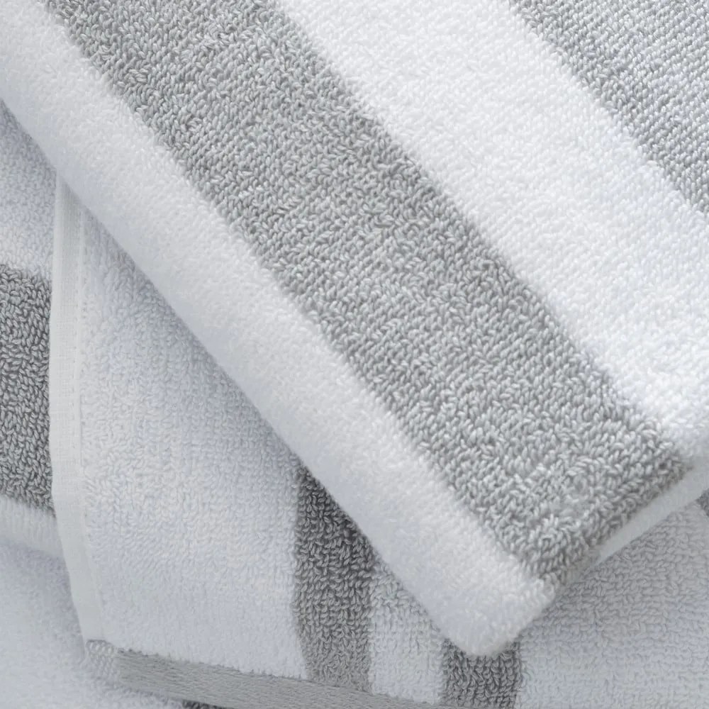 Biało-szary bawełniany ręcznik kąpielowy frotte 90x140 cm Reversible Stripe – Bianca