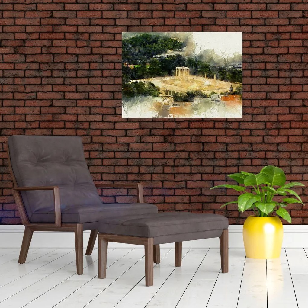 Obraz na szkle - Świątynia Zeusa, Ateny, Grecja (70x50 cm)