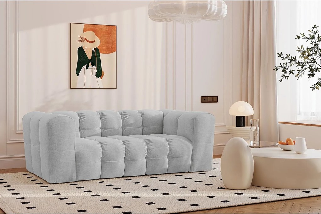 Sofa dwuosobowa BALOO, tkanina szenilowa, Jasnoszary