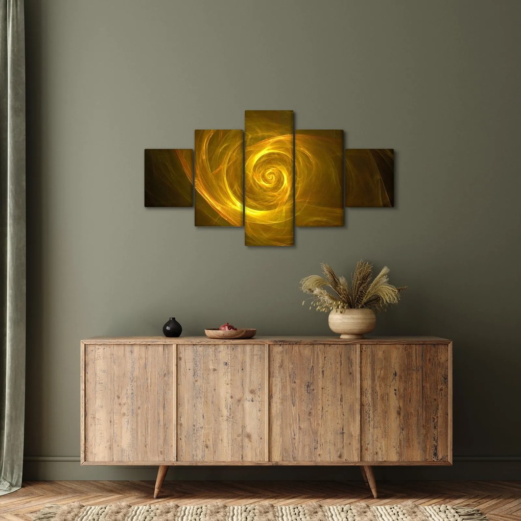 Obraz abstrakcyjnej żółtej spirali (125x70 cm)