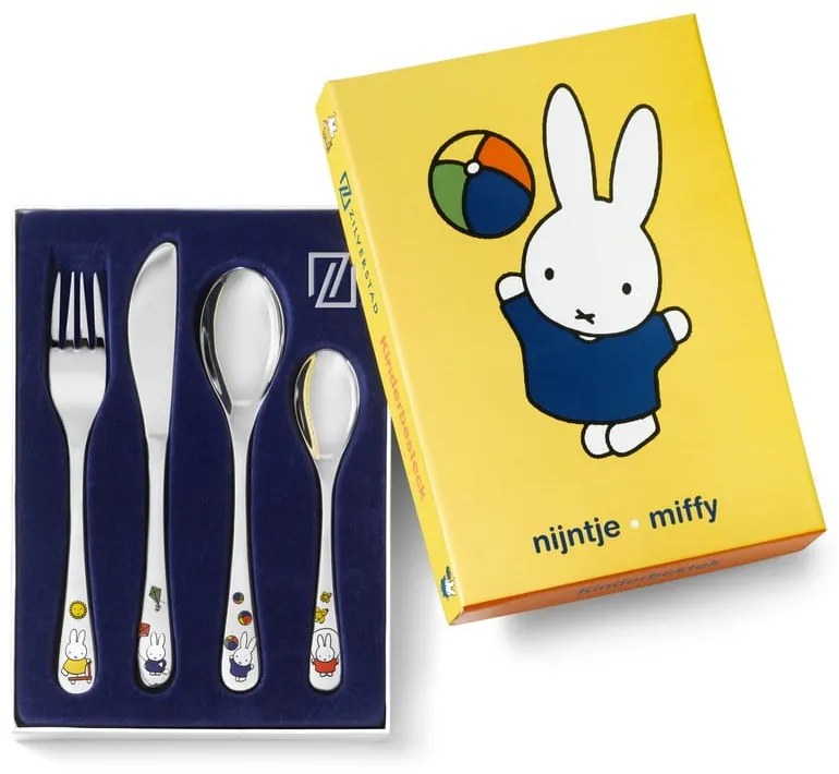 Sztućce dla dzieci ze stali nierdzewnej w kolorze srebra 4 szt. Miffy – Zilverstad