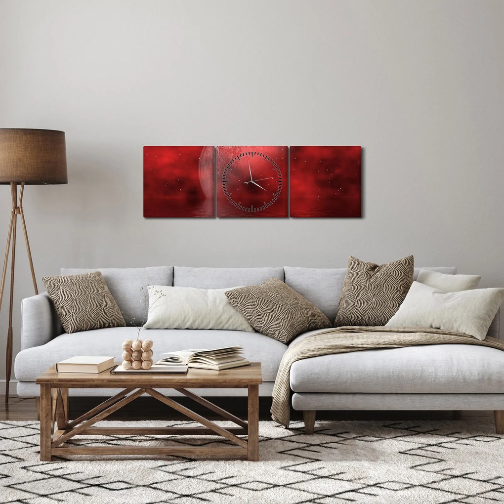 Obraz - Księżyc na powierzchni (z zegarem) (90x30 cm)
