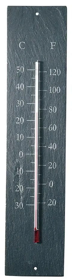 Wiszący zewnętrzny termometr z łupku Esschert Design Plain, 45x10 cm