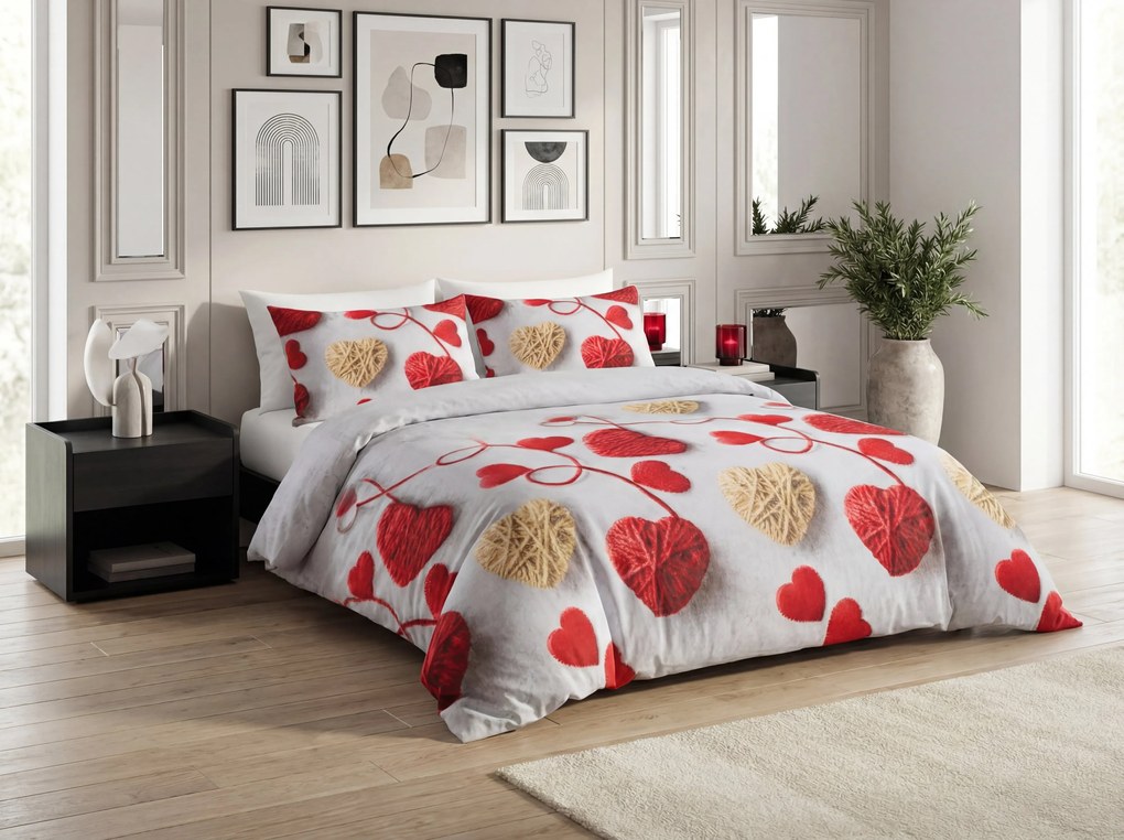 PrzytulneMieszkanie.pl PrzytulneMieszkanie.pl Pościel z mikrofibry VELHEART czerwona Rozmiar pościeli: 2 szt 70 x 80 cm | 160 x 200 cm