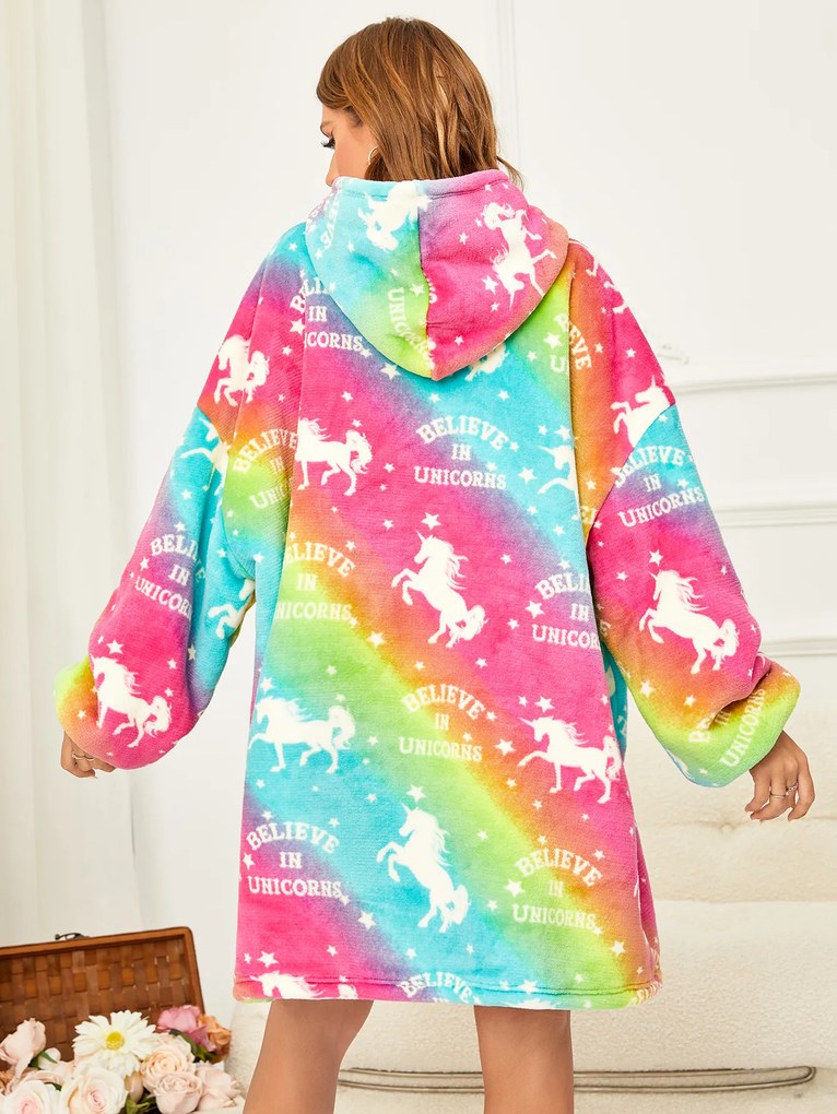 Koc bluza z rękawami i kapturem ALICORN kolorowa