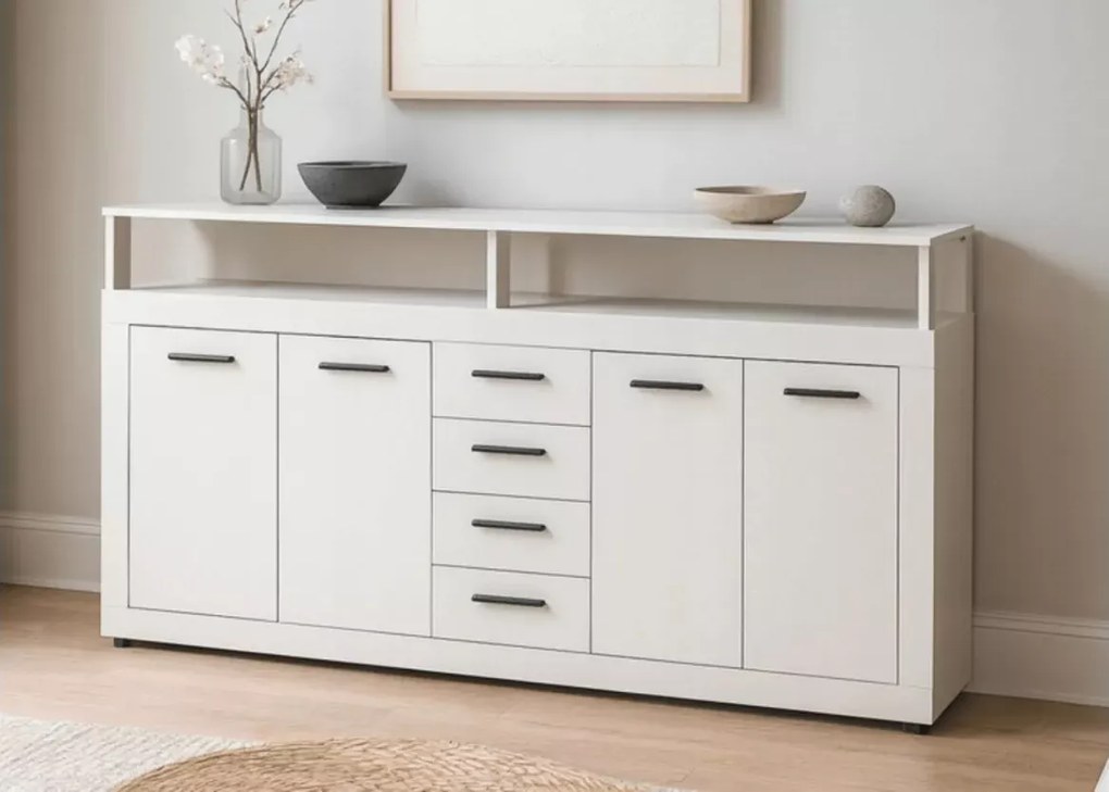 Komoda Meshmatics z szufladami i otwartymi wnękami 190cm – elegancka i pojemna