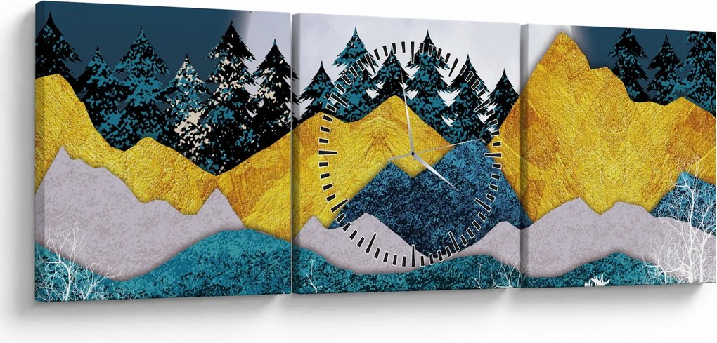 Obraz - Krajobraz polarny (z zegarem) (90x30 cm)