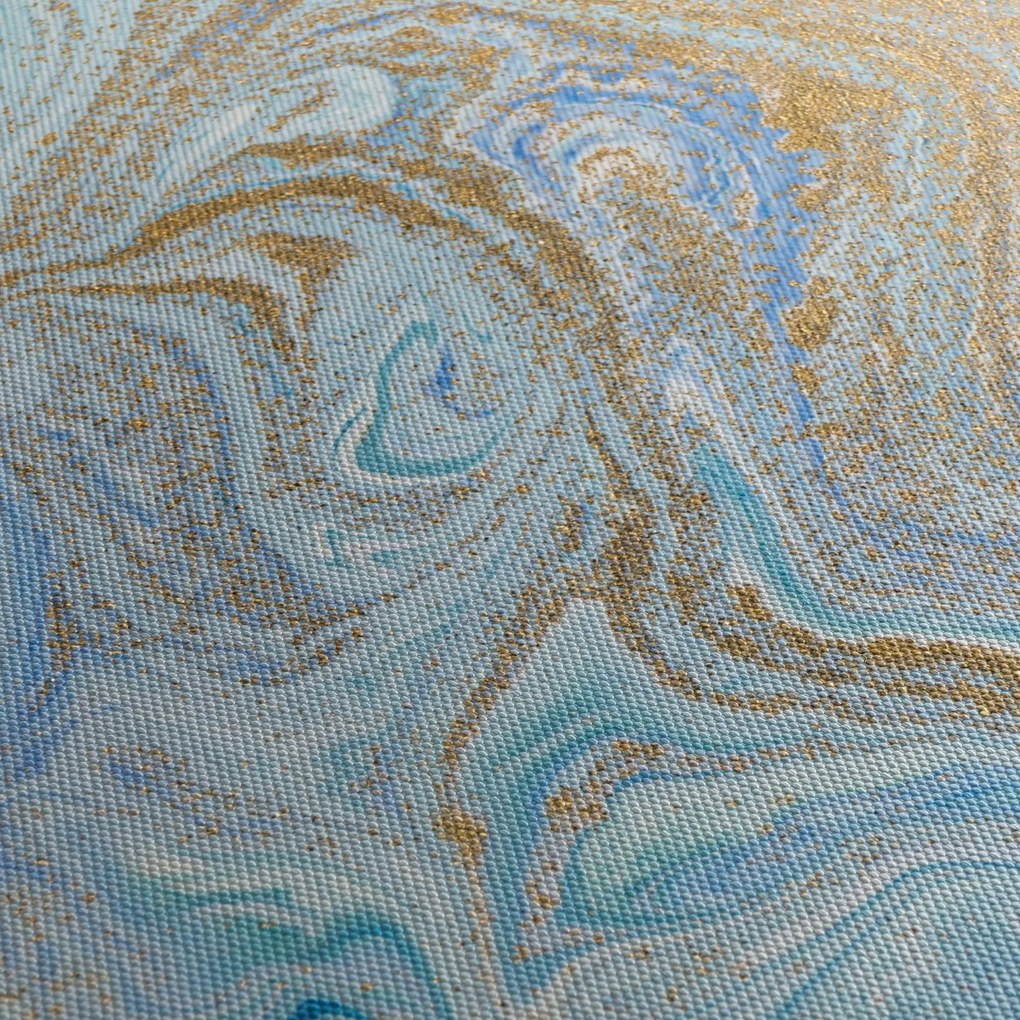 Obraz - Niebieski marmur (z zegarem) (90x30 cm)