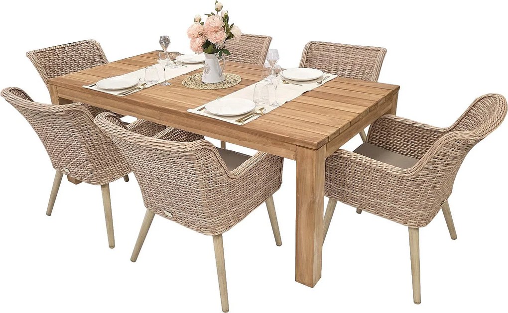 Zestaw ogrodowy rattanowy MONTE MALIBU 200 (cappuccino) 6x Krzesło ogrodowe MALIBU (cappuccino)
