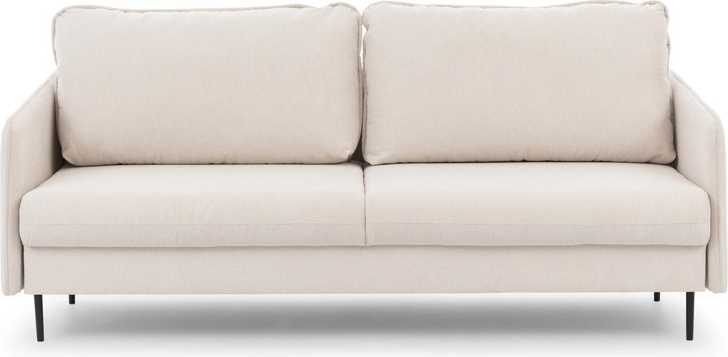 Kanapa z funkcją spania Movani - beżowa plecionka Loft 01 / czarne nogi