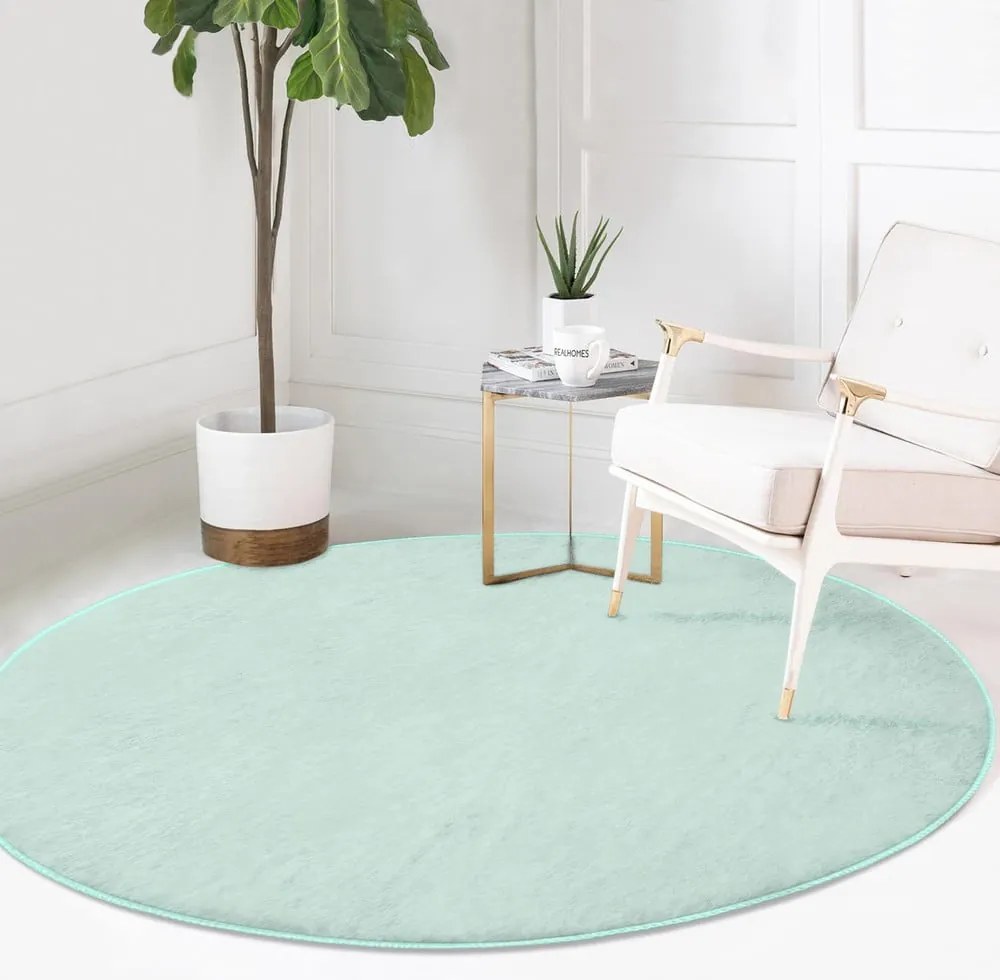 Miętowy okrągły dywan odpowiedni do prania i robotów sprzątających ø 100 cm Comfort – Mila Home
