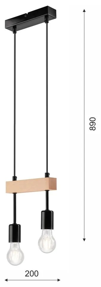 Lampa wisząca w czarno-naturalnym kolorze Orazio – LAMKUR