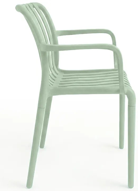 Plastikowe krzesło TREGO z podłokietnikami, zielone