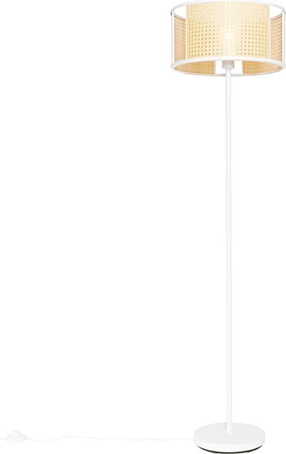 Orientalna lampa podłogowa biała z rattanu 40 cm - Akira
