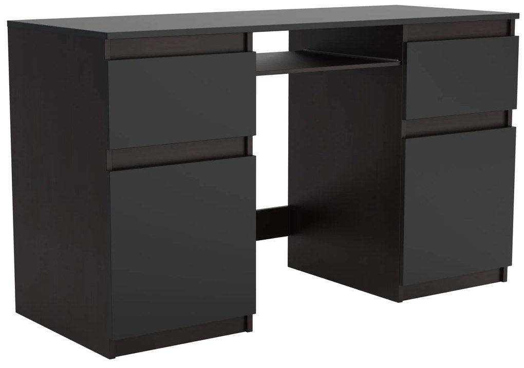 Biurko komputerowe młodzieżowe szkolne 140 cm z półką szufladami REMI2 Wenge/Czarny