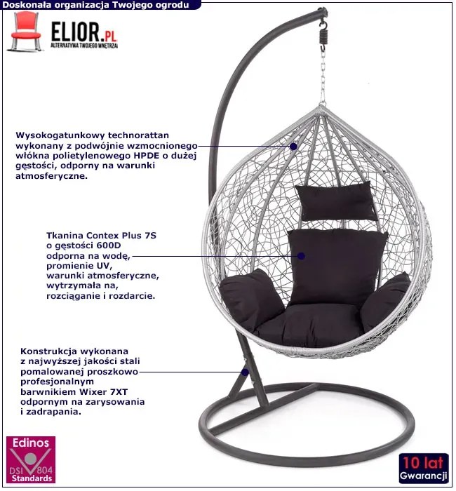 Wiszący srebrny fotel ogrodowy S6-C99