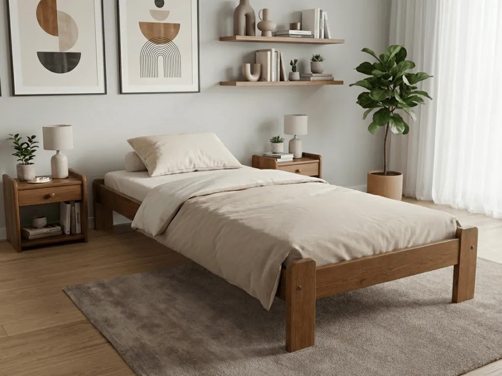 Łóżko ADA 90 x 200 cm, dąb Stelaż: Bez stelaża, Materac: Materac Deluxe 10 cm