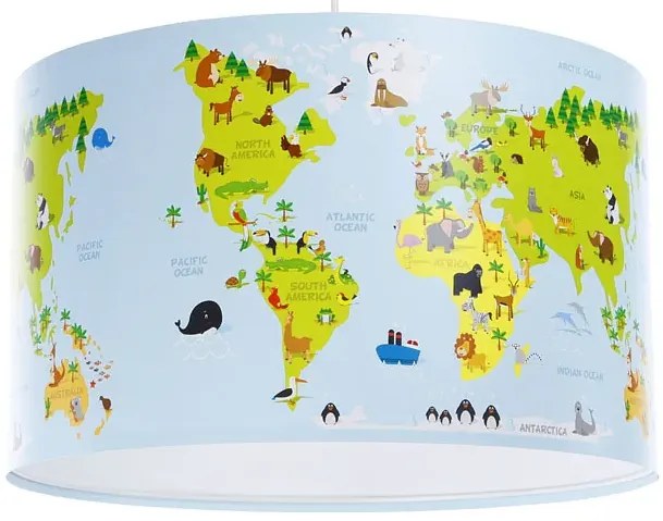 Dziecięca lampa wisząca mapa świata - A326 H9-H24