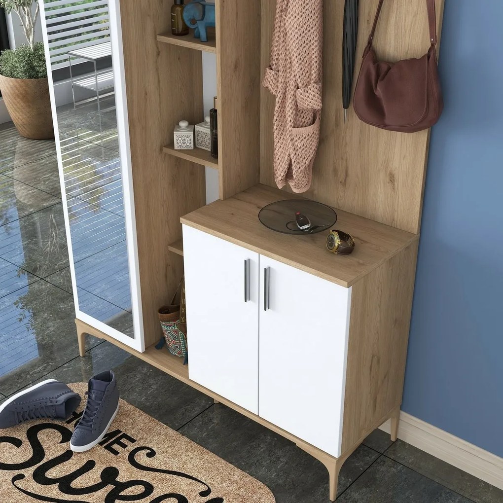 Zestaw do przedpokoju Ewe White and Walnut