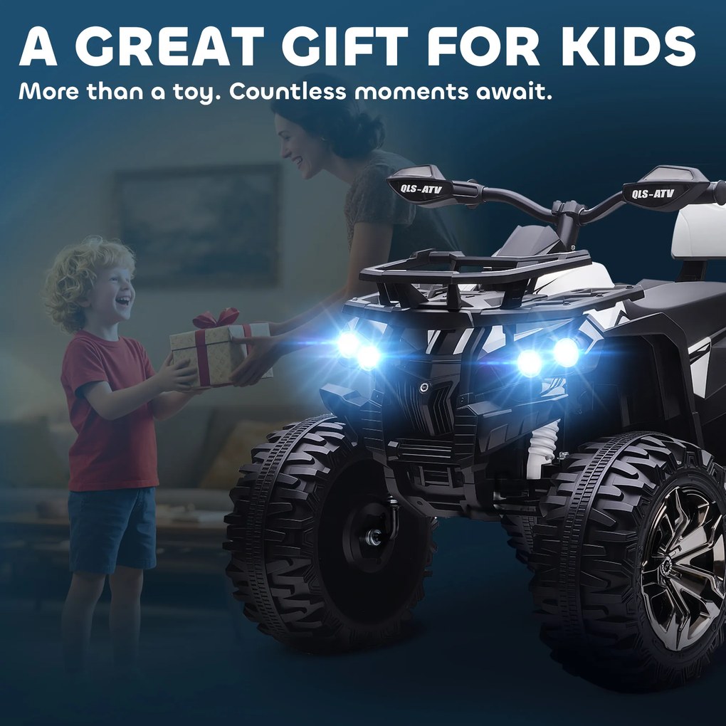 HOMCOM Elektryczny quad dla dzieci, prędkość 3-8 km/h, czas jazdy 45 min, reflektor LED, odtwarzacz muzyczny USB, dla dzieci 3-5 lat | Aosom PL