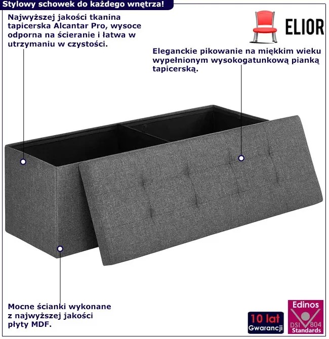 Ciemnoszara prostokątna pufa tapicerowana E2-K89