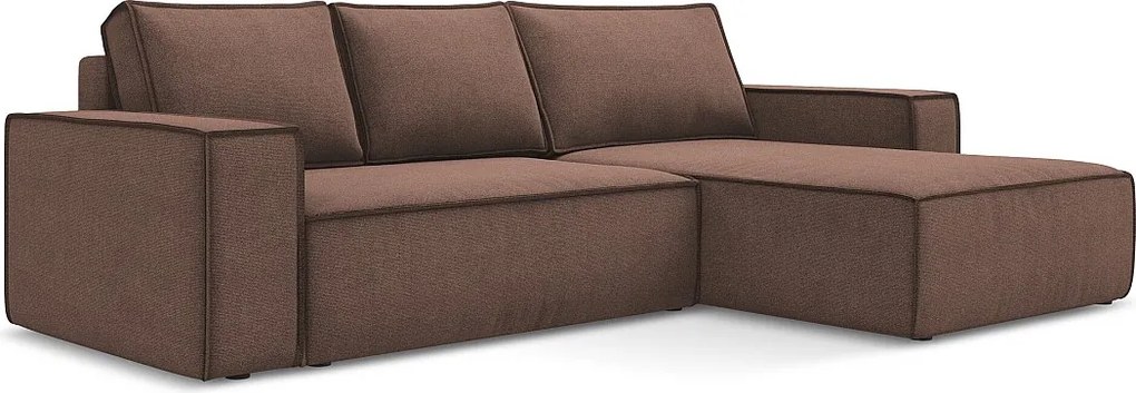 Narożnik prawostronny z funkcją spania - z tkaniny strukturalnej - pudrowy róż - KIMO