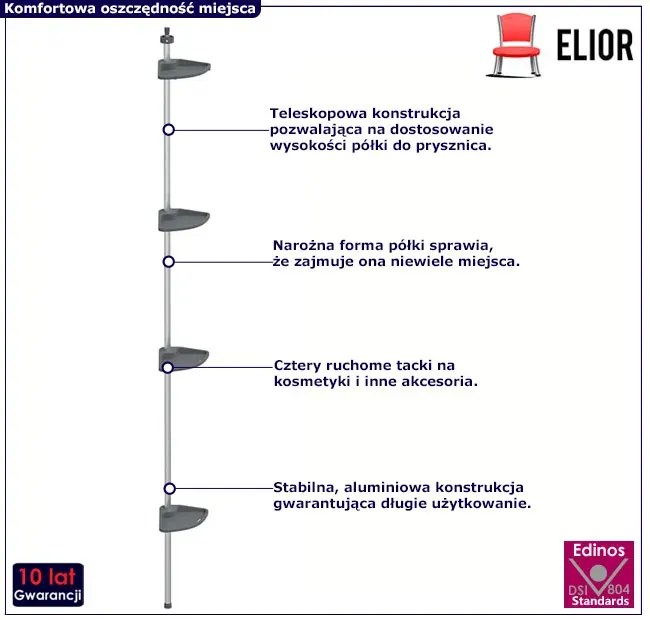 Teleskopowa narożna półka pod prysznic F7-A59