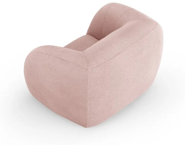 Jasnoróżowy fotel z materiału bouclé Essen – Cosmopolitan Design