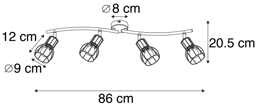 Nowoczesny Plafon / Reflektorek / Spot / Spotow / Lampy sufitowe czarny 86 cm 4-światła - Botu Nowoczesny Oswietlenie wewnetrzne