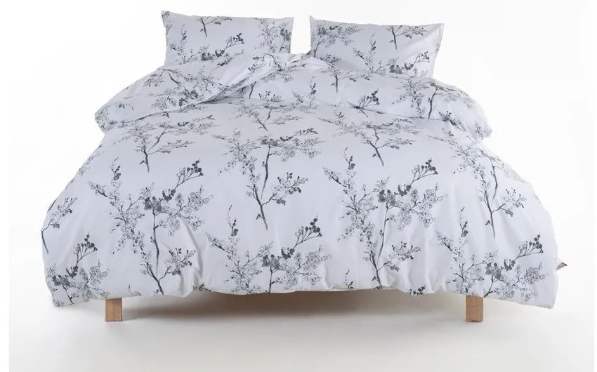 Biało-szara pościel dwuosobowa z bawełny renforcé 240x220 cm White Floral – Mila Home Luxury