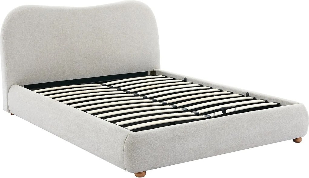 Łóżko ze skrzynią 140 x 190 cm - Tkanina - Beżowy - VANARI