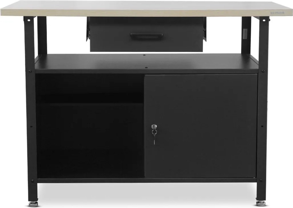 Stół warsztatowy z szafką i szufladą Eric czarny