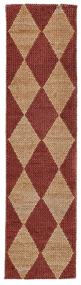 Chodnik z mieszanki juty tkany ręcznie w kolorze terakoty 80x230 cm Effie Diamond – Flair Rugs