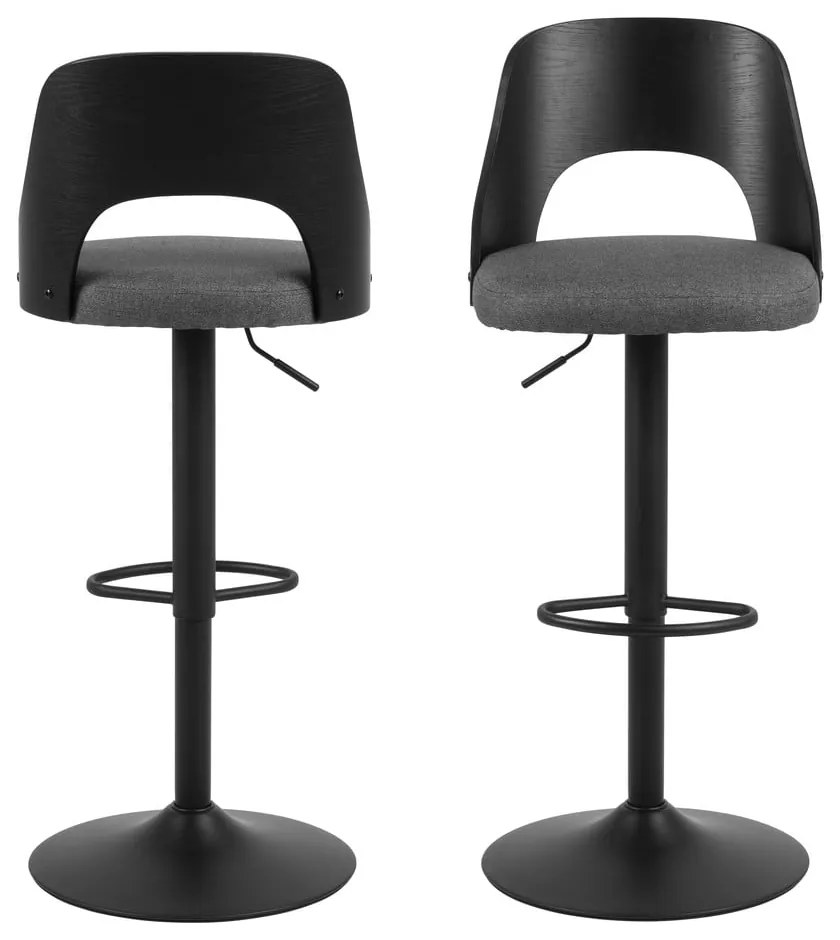 Ciemnoszare hokery z regulowaną wysokością zestaw 2 szt. (wysokość siedziska 84 cm) Lucy – Actona