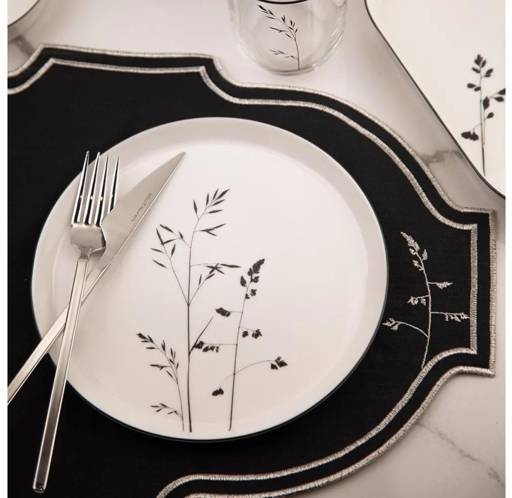 Komplet obiadowy 27-częściowy biały/czarny porcelana