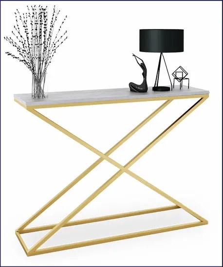 Nowoczesna konsola złoty + beton W0-C66