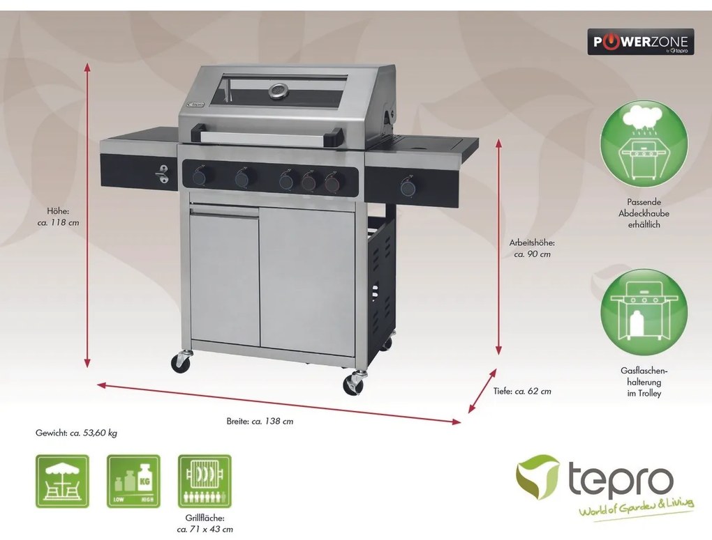 Tepro 3315 Grill gazowy Keansburg 4 Special Edition, 4 palniki, 138 x 62 x 118 cm