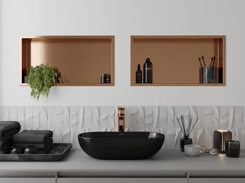 Mexen X-Wall-R półka wnękowa z kołnierzem 60 x 30 cm, miedź szczotkowana - 19C0603010