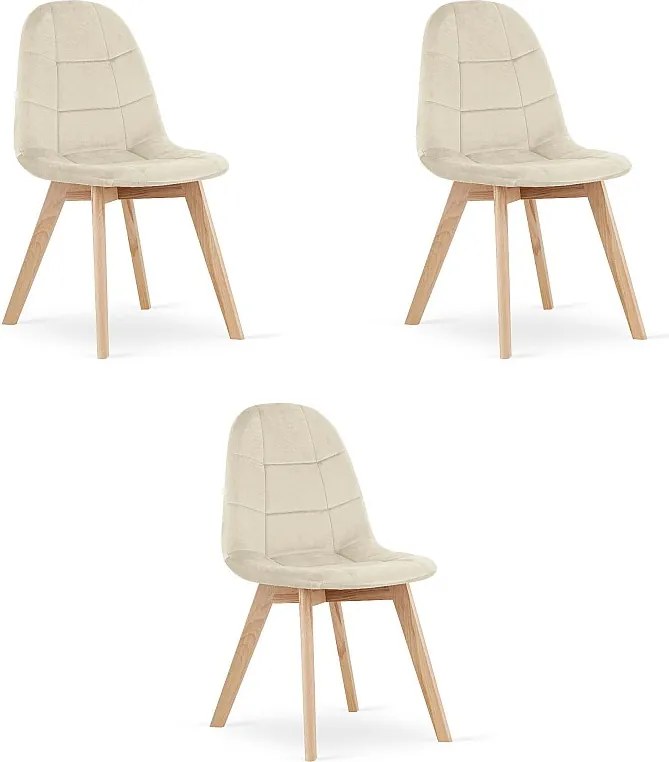 Krzesło Valora NUUC w kolorze beżowym, ergonomiczne, aksamitne, x3