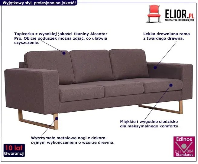 Elegancka trzyosobowa sofa Williams 3x -  taupe