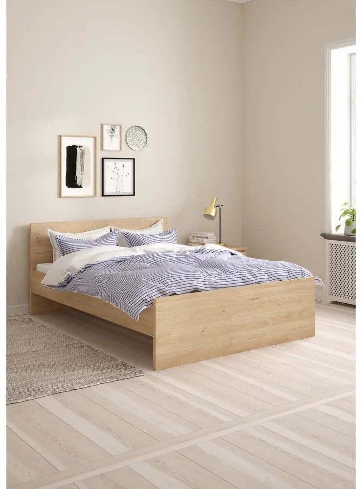 Łóżko dwuosobowe w dekorze dębu bez stelaża 140x200 cm w naturalnym kolorze Naia – Tvilum